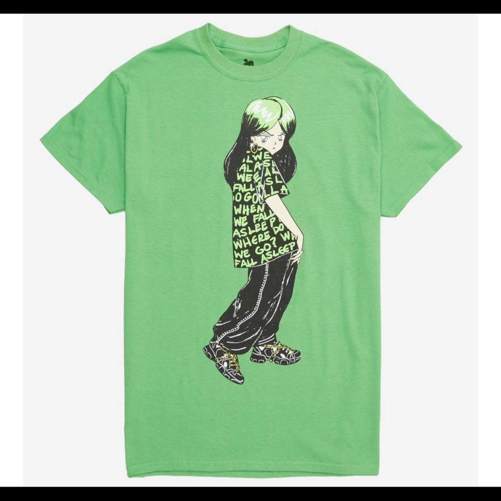 Green Billie Elish Tee Anime Green tee shirt Mens XXL
